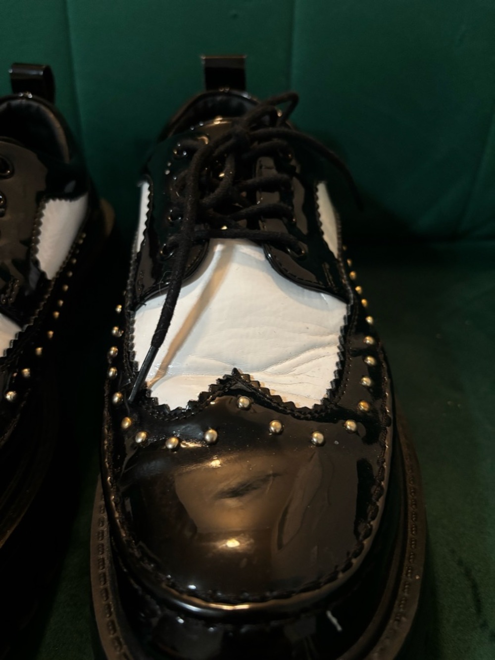 Black & White Studded Platform Brogues - Picture 5 of 8